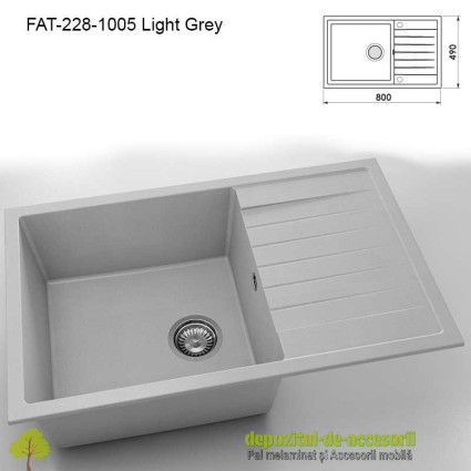 Chiuveta cu o cuva Granixit compozit 228-1005 Light Grey 800x490mm