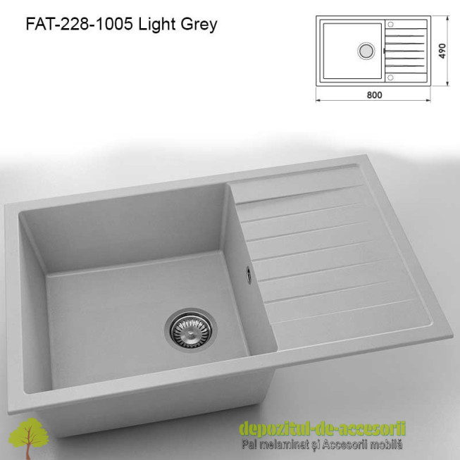 Chiuveta cu o cuva Granixit compozit 228-1006 Grey 800x490mm