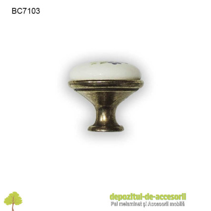 Buton antichizat ceramic floare 25mm C7103