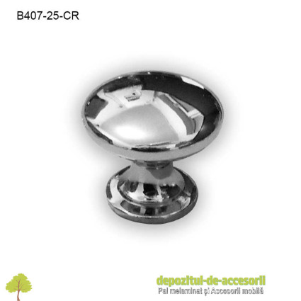 Buton metalic mobilier B407-25-CR Ø25mm crom