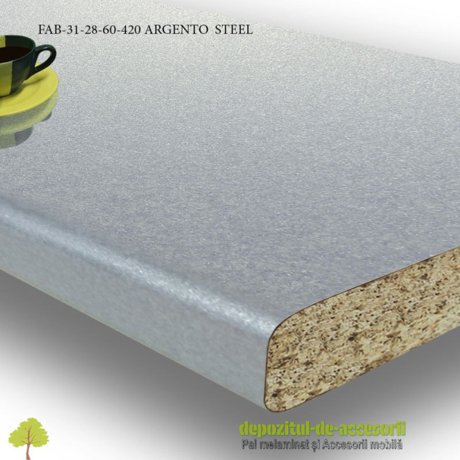 Blat de bucatarie Argento steel lucios 38x600x4200mm FAB Grup FAB 31