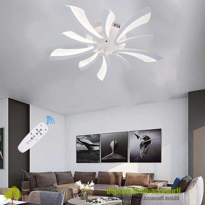 Lustră LED DL75L0035 HEKTOR 70W, zece brațe, trei culori, telecomandă