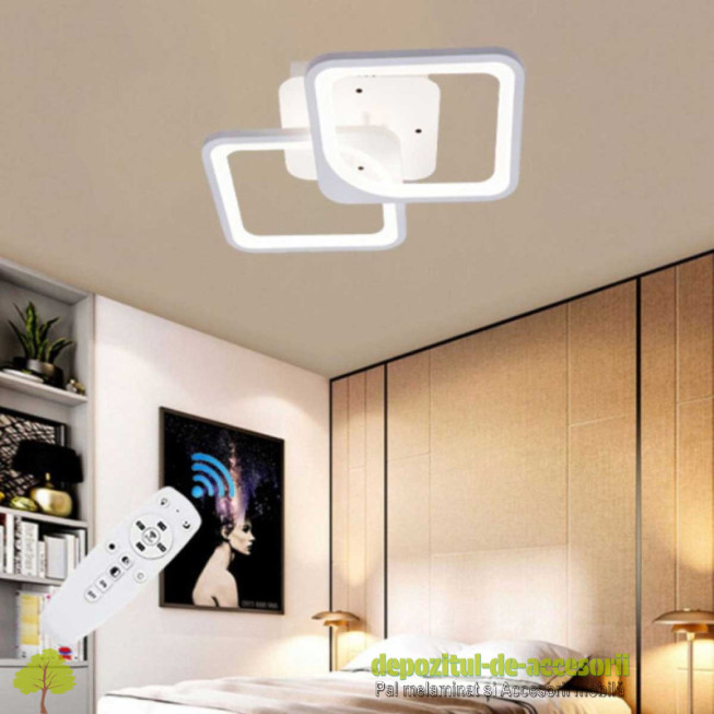 Lustră LED DL75L052 HEBE 50W, doua brate, trei culori, telecomandă
