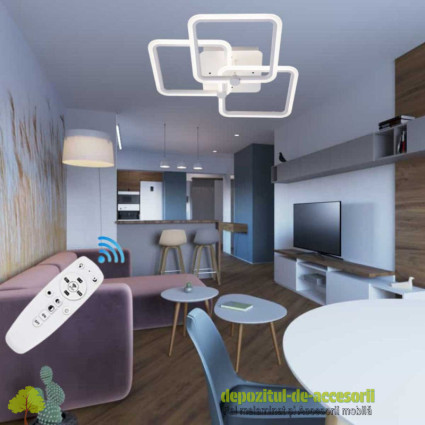 Lustră LED DL75L053 HEBE 80W, trei brate, trei culori, telecomandă