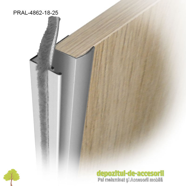 Profil maner Y cu perie 18mm lungimea 2,5m aluminiu