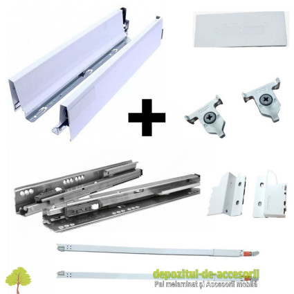 Set Glisiere Tandembox + Laterale Antaro K 450mm, albe