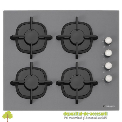 Plita gaz Pyramis 5343S01 Sticla Neagra & Fonta