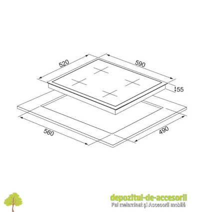 Plita gaz Pyramis 5343S01 Sticla Neagra & Fonta