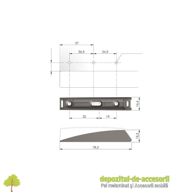Placuta de montaj K PUSH TECH 37mm, strong, alb