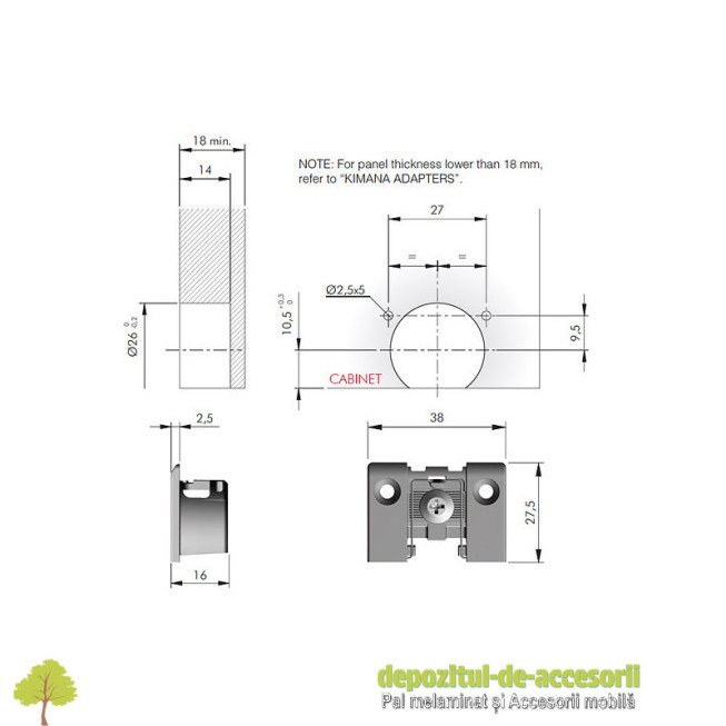 Balama laterala KIMANA de corp, antracit