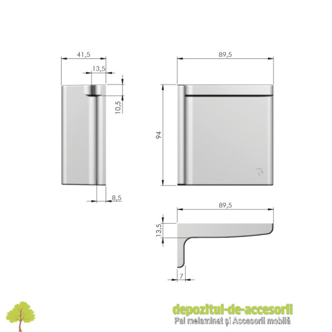 Capac acoperire sistem LIBRA gri deschis dreapta