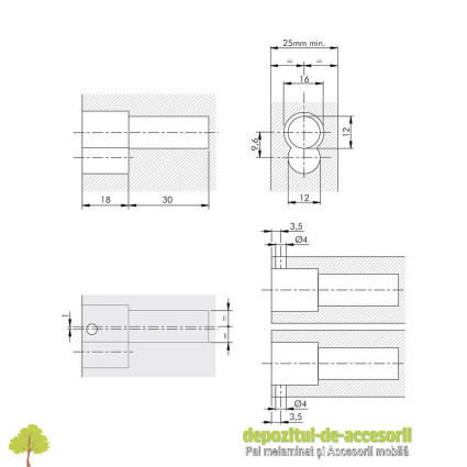 Suport rafturi SECRET MAXI SL25, partea din polita