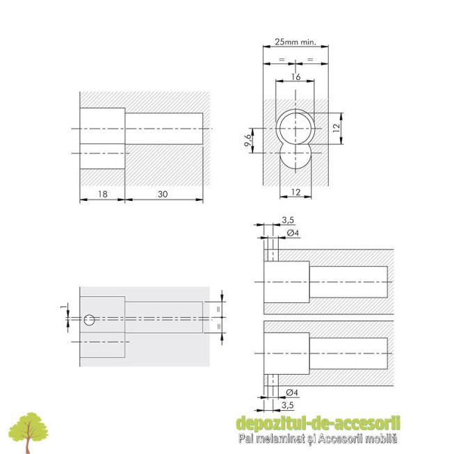 Suport rafturi SECRET MAXI SL25, partea din polita