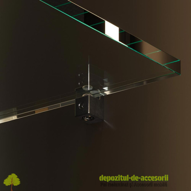 Set suport poliță sticlă GRACE 6mm negru