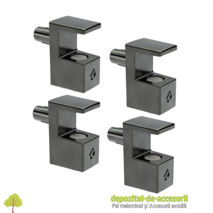 Set suport poliță sticlă GRACE 6mm negru