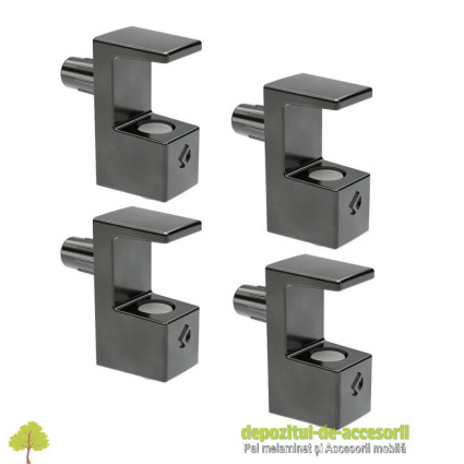 Set 8 X suport poliță sticlă GRACE 8mm negru