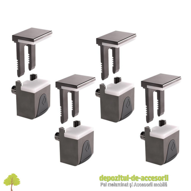 Set suport pentru rafturi din sticla KUBIC antracit