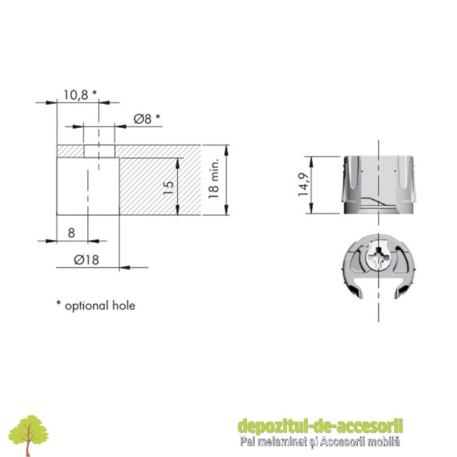 Set suport pentru rafturi PK2 PRO 18mm