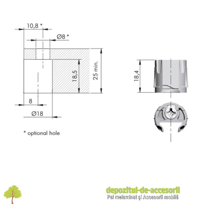 Set suport pentru rafturi PK2 PRO 25mm