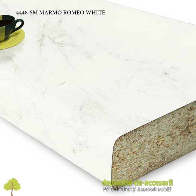 Blat de bucătărie 4448-SM MARMO ROMEO WHITE 38x600x4100mm