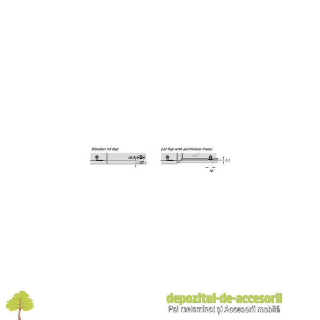 MAXI, set complet mecanism pentru usi rabatabile din lemn sau rame din aluminiu, din lemn sau rame din aluminiu