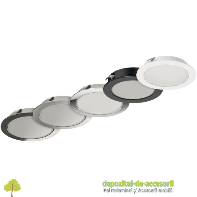 Spot rotund Hafele Loox LED 2047, montaj incastrat sau aplicat, sistem 12 V, fara puncte luminoase