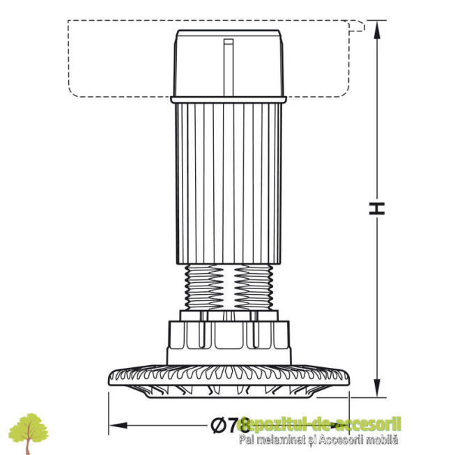 Picior Hafele AXILO™ 78, soclu mobilier, reglabil, portanta 250 kg-buc
