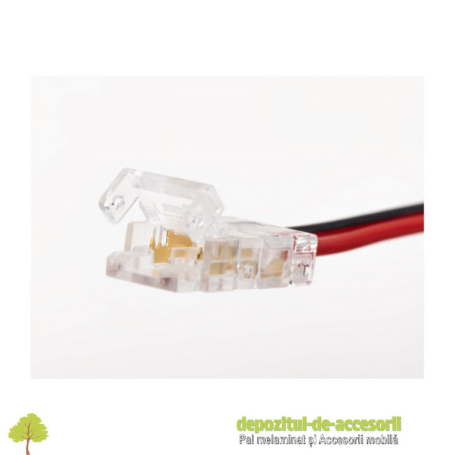 Conector colt L 90grade pentru banda COB 8mm, cu cablu 2m
