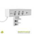 Priza incorporabila NICO, 3x Schuko, 2x USB, alb