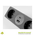 Priza incorporabila SOFT, 2x Schuko, 2x USB, argintiu