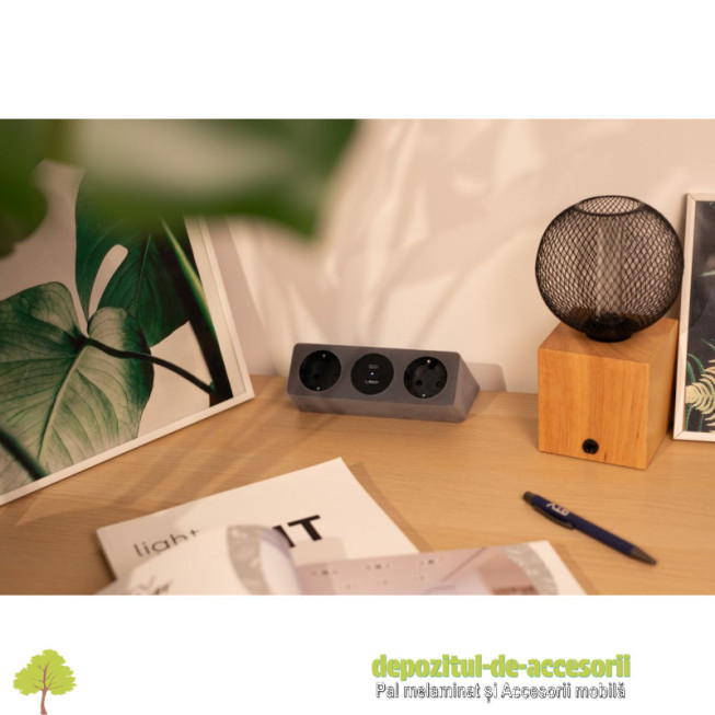 Priza incorporabila SOFT, 2x Schuko, 2x USB, argintiu