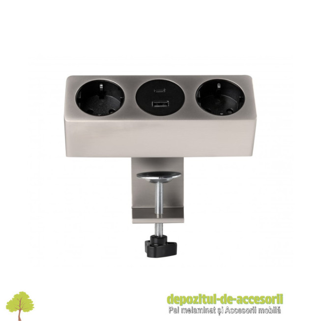 Priza incorporabila SOFT, 2x Schuko, 2x USB, negru