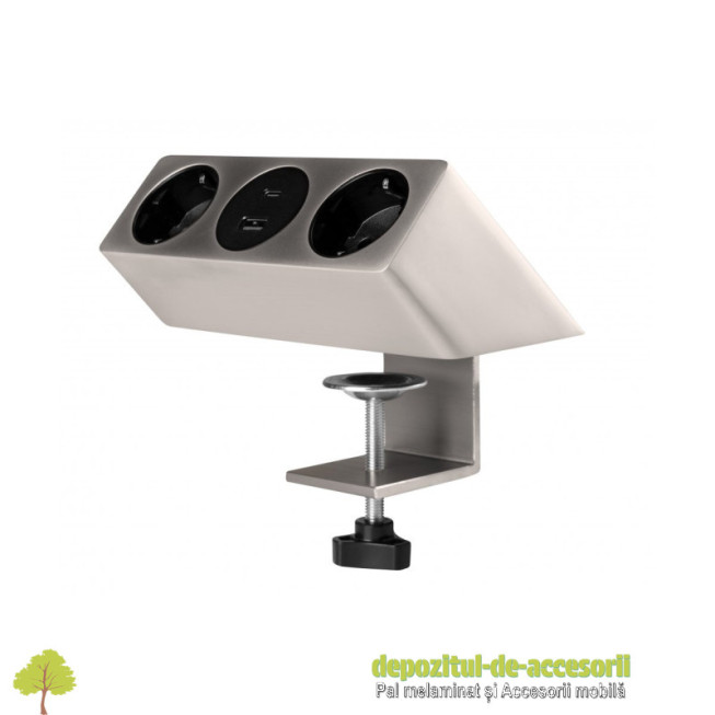 Priza incorporabila SOFT, 2x Schuko, 2x USB, negru