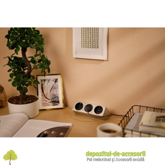 Priza incorporabila SOFT, 2x Schuko, 2x USB, negru