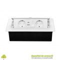 Priza de mobilier MULTISOFT, 2xSHUKO, USB A+C, RJ45, cablu 1,5 m, alb