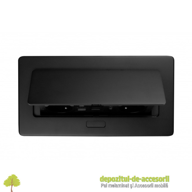 Priza de mobilier MULTISOFT, 2xSHUKO, USB A+C, RJ45, cablu HDMI 1,5 m, negru