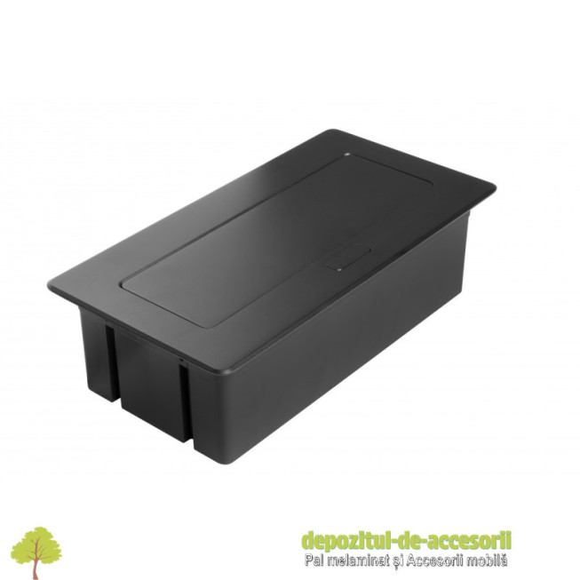 Priza de mobilier MULTISOFT, 2xSHUKO, USB A+C, RJ45, cablu HDMI 1,5 m, negru