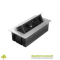 Priză de mobilier MULTISOFT, 2xSHUKO, USB A+C, RJ45, cablu HDMI 1,5 m, aluminiu