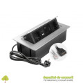 Priza de mobilier MULTISOFT, 2xSHUKO, USB A+C, RJ45, cablu HDMI 1,5 m, aluminiu