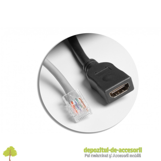 Priza de mobilier MULTISOFT, 2xSHUKO, USB A+C, RJ45, cablu HDMI 1,5 m, aluminiu