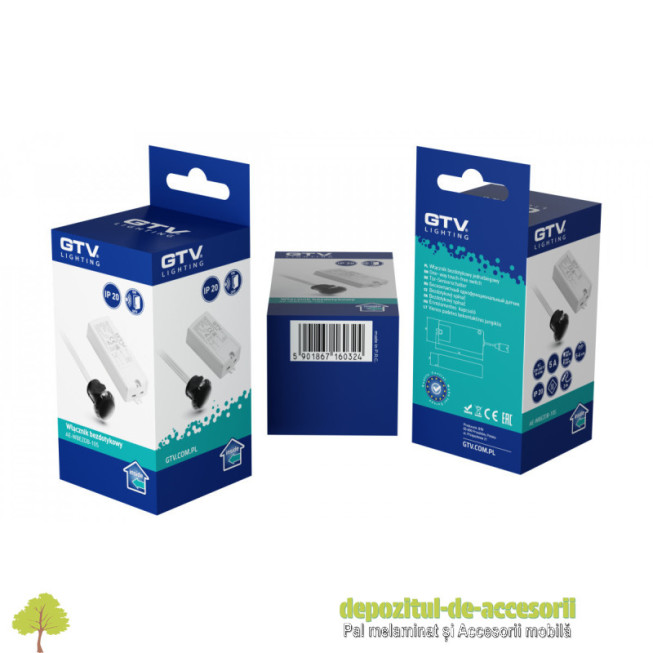 intrerupator tactil mono cu 1 senzor, 110-240V, 200W, negru