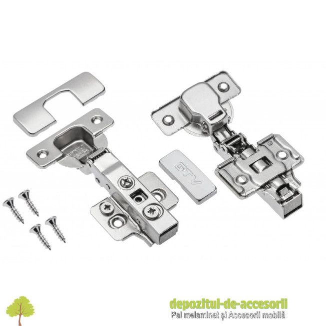Balama soft-close, aplicata, cu reglare excentrica pe brat si pe placuta, H 0, Clip-on