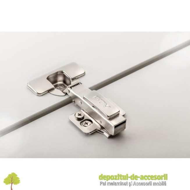 Balama soft-close, aplicata, cu reglare excentrica pe brat si pe placuta, H 0, Clip-on