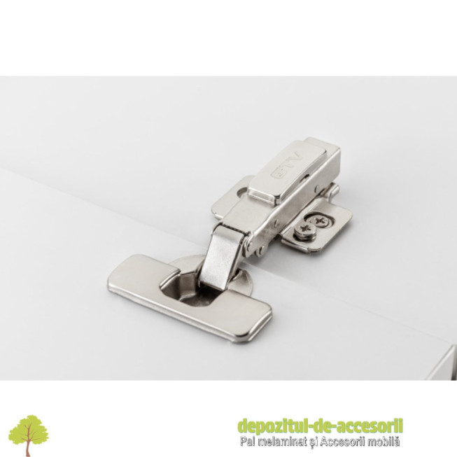 Balama soft-close, aplicata, cu reglare excentrica pe brat si pe placuta, H 0, Clip-on